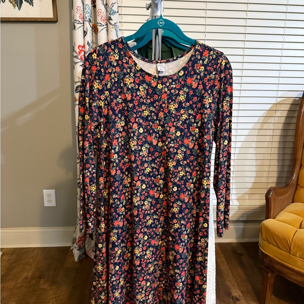 Old Navy Floral Long Sleeve Dress - Navy and Multicolor